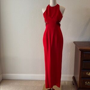 Vtg 90s Elegant Red Women's Formal Dress Detailed Sequin Back Sz 6